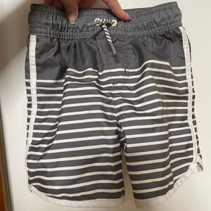 Cat & Jack Gray and White Striped Swim Trunks toddler boy 3T